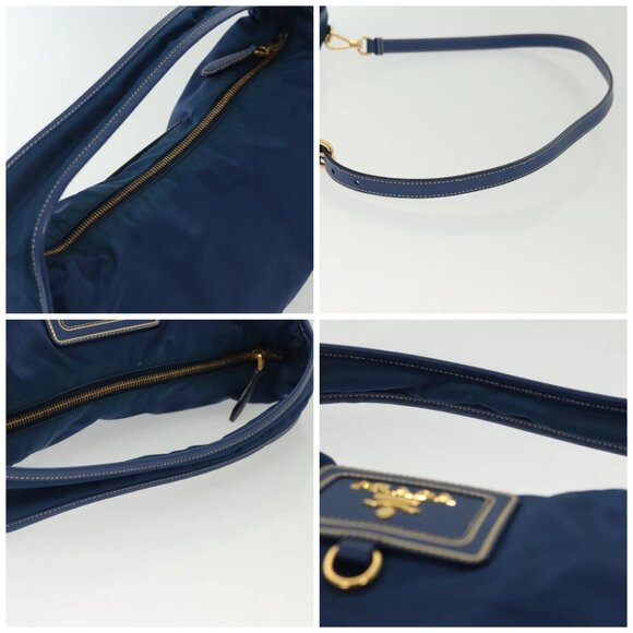 PRADA Hand Bag Nylon 2way Blue Gold Auth 138847 - Picture 16 of 16